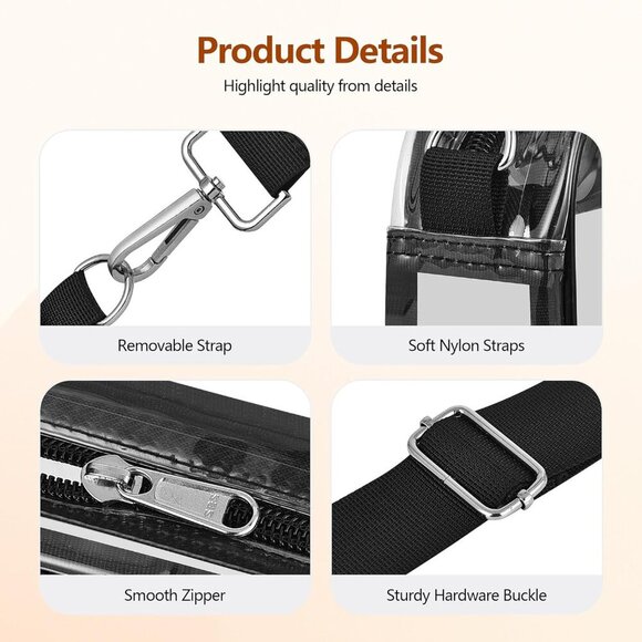 Clear Bag for Stadium Events Clear Purse with Removable Strap Transparent Bag fo - Picture 5 of 6